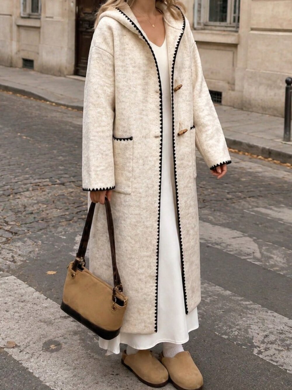 Oatmeal Casual Women's Loose Long Hooded Cardigan Sweater